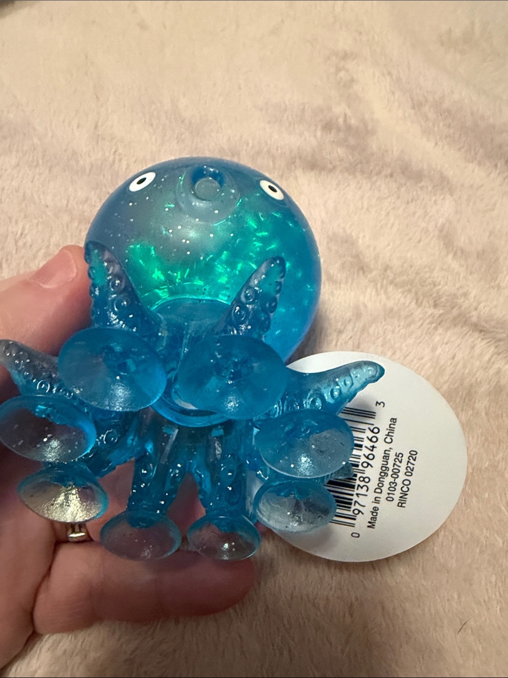 Sparkle Blue Octopus Squishy Toy with suction cups - Picture 2 of 2